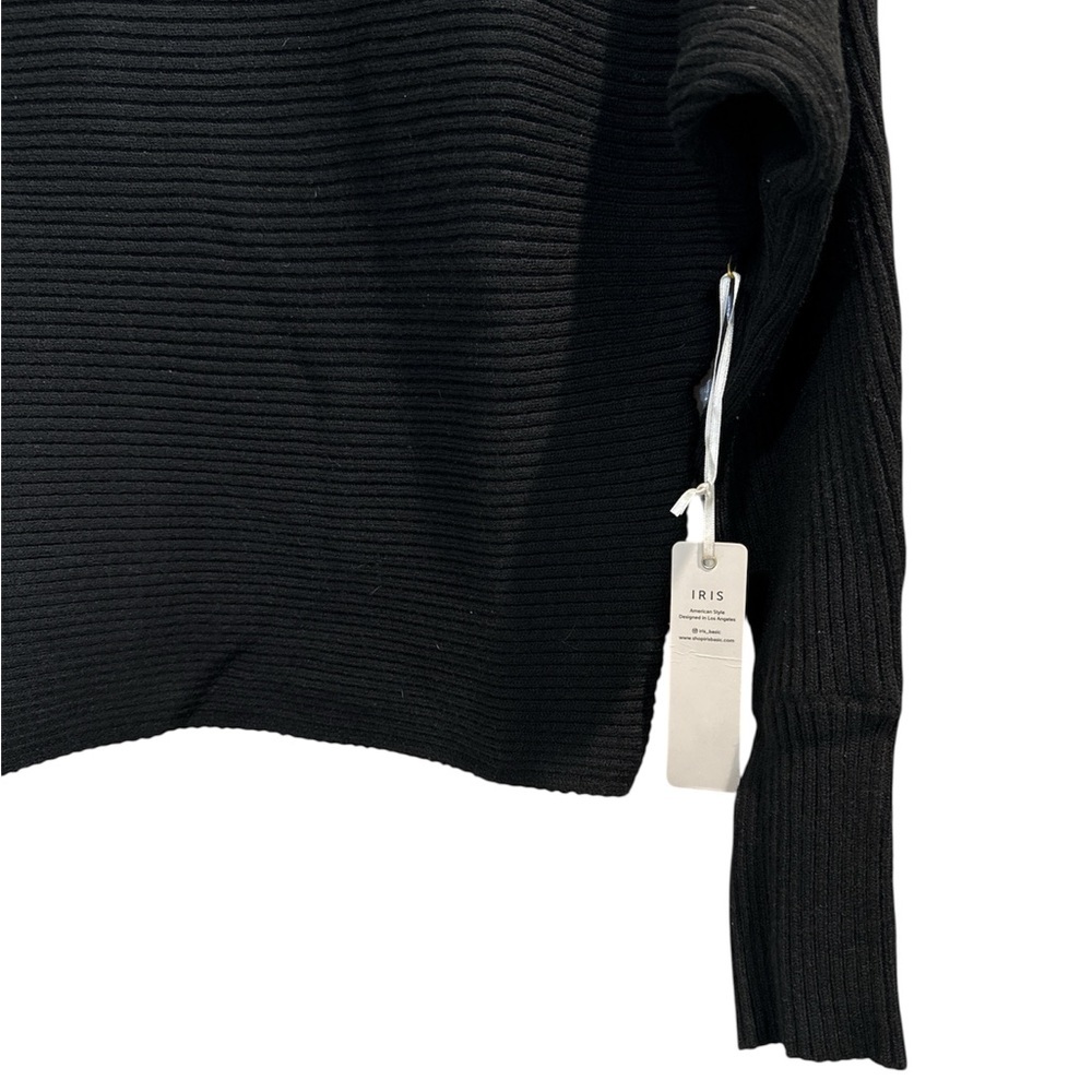 NWT IRIS Ribbed Mock Neck Sweater Black Size L | Modern Minimal - Picture 2 of 7